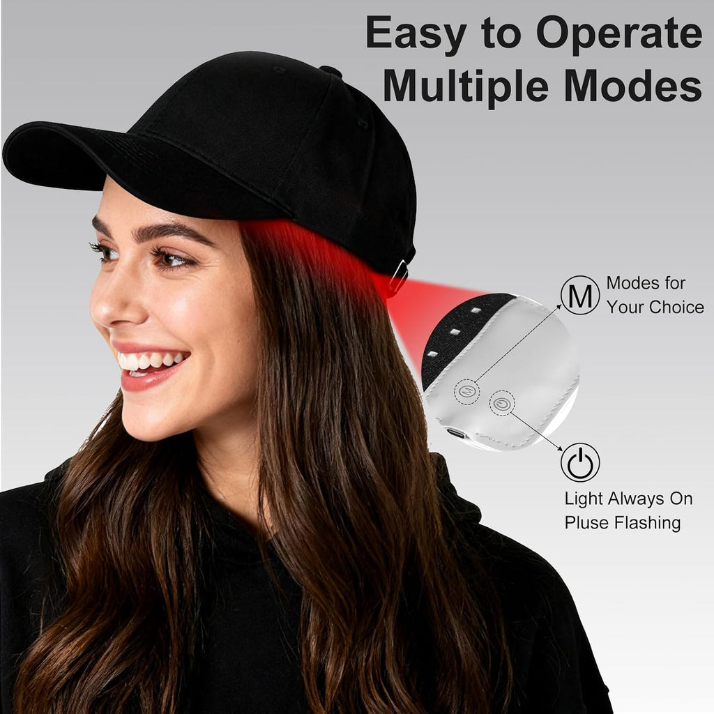 Red Light Therapy Hat for Men & Women, Cordless Red Light Cap for Hair Regrowth