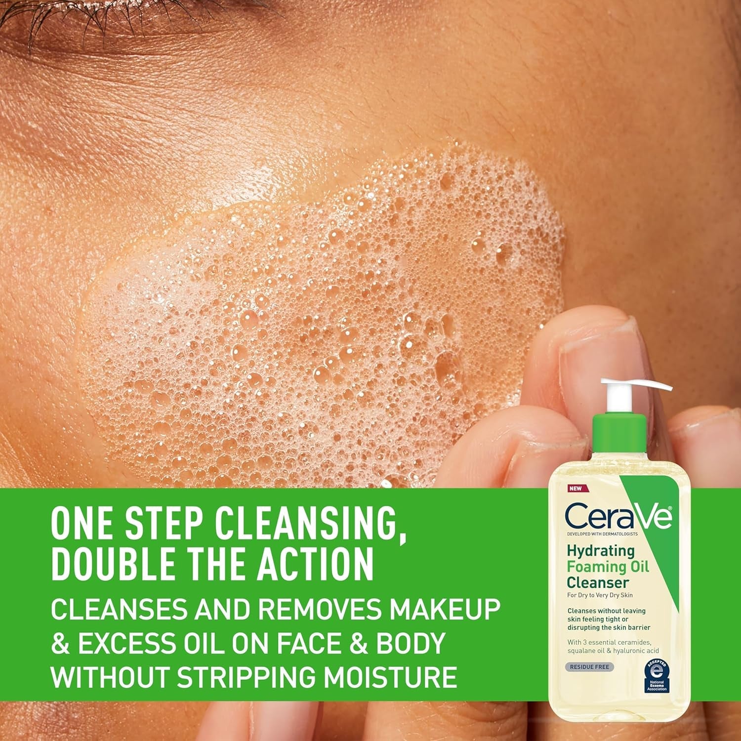 Hydrating Foaming Oil Facial Cleanser with Hyaluronic Acid, 19Oz