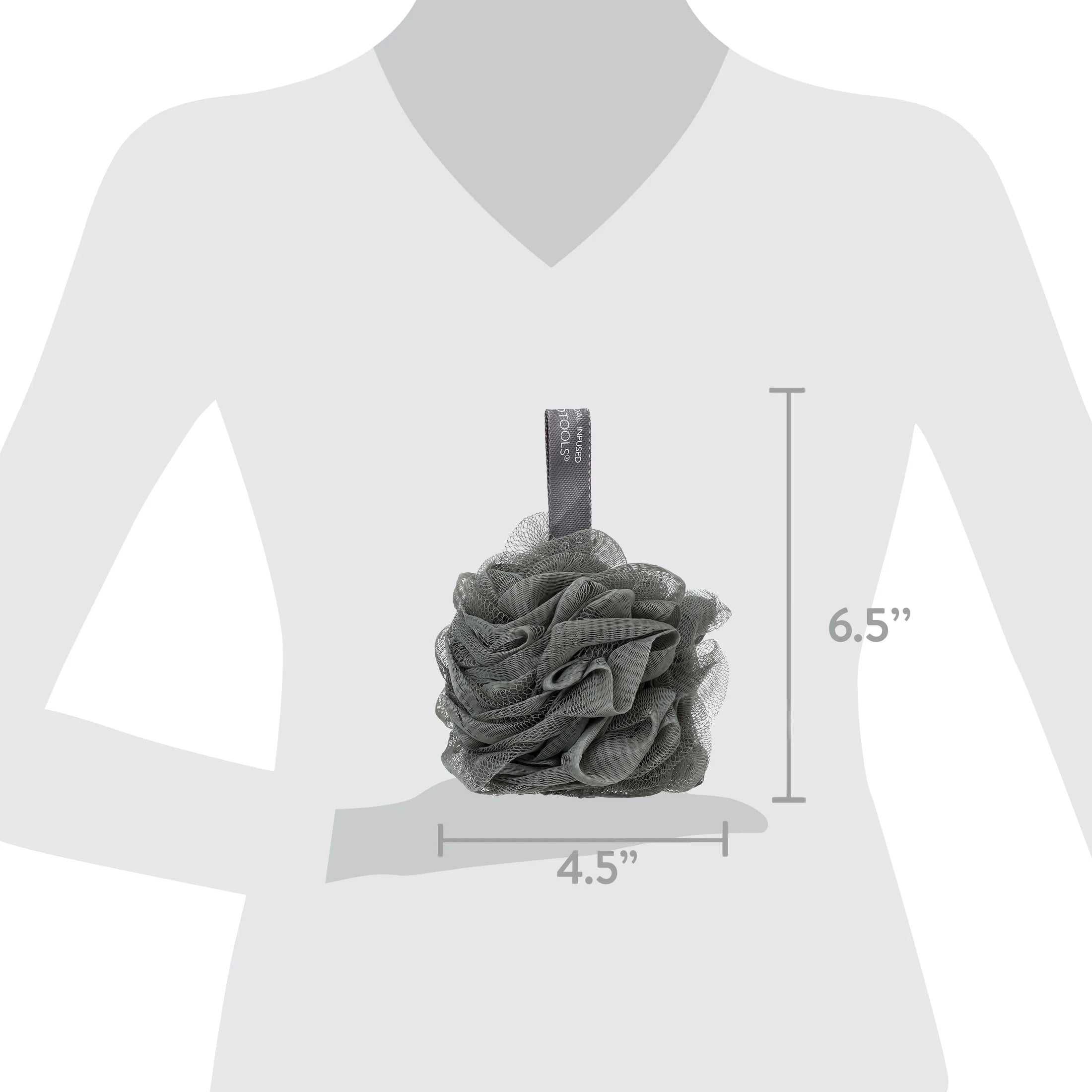Charcoal Bath Sponge Loofah for Body Cleansing and Exfoliating, 1 Count