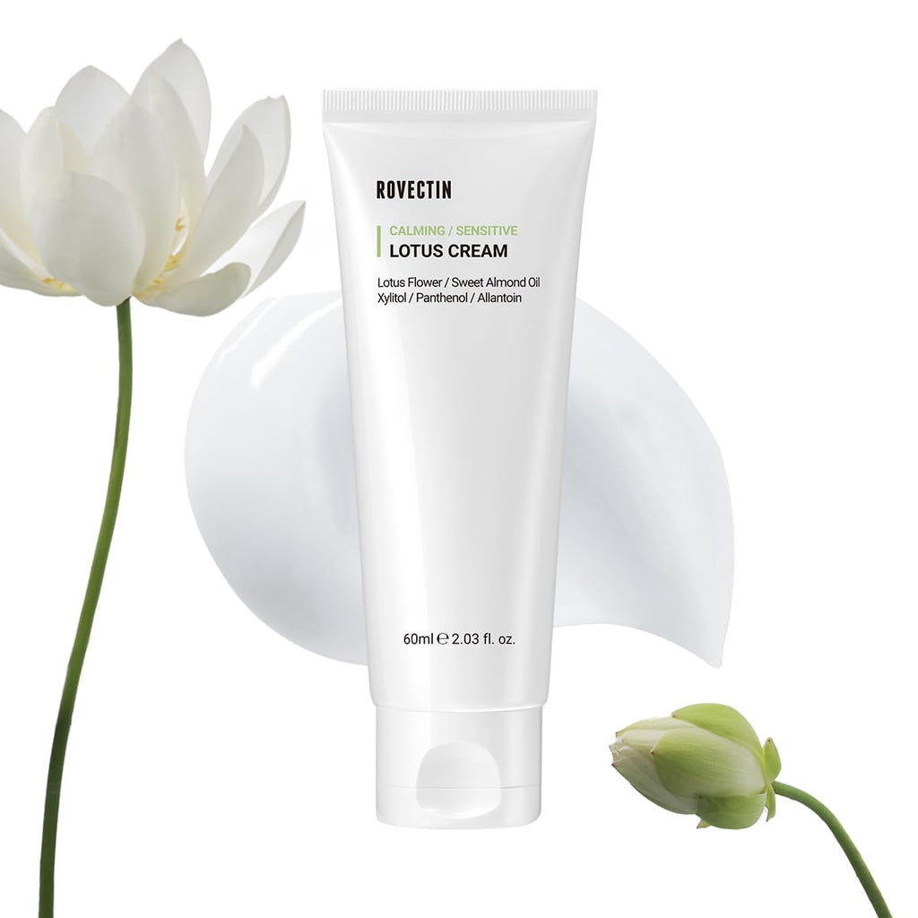 Calming Lotus Cream – Lightweight Hydrating & Soothing Moisturizer Face Cream for Sensitive Skin | 75% Lotus Water Extract & Niacinamide for Anti-Aging | Vegan Korean Skincare (2.03 Fl Oz)
