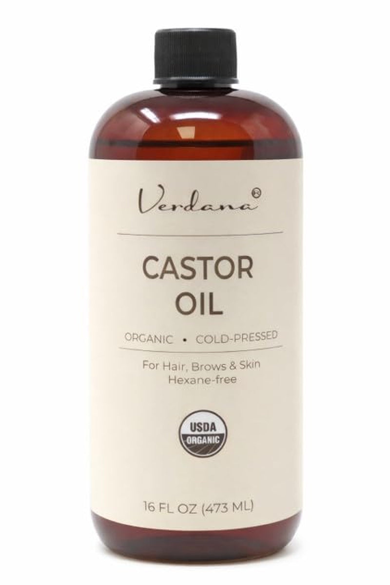 Organic Castor Oil, Cold Pressed & Hexane Free – for Hair & Scalp Care, Eyelashes, Eyebrows & Skin Moisturizing – USDA Certified, Pure & Natural – 16 Fl Oz