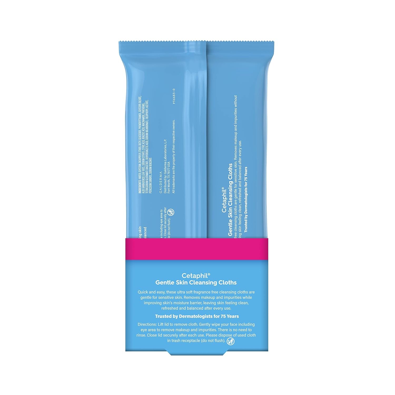 Cleansing Face & Body Wipes, Fragrance Free, 50Ct, 2-Pack | Twin Pack, Hypoallergenic, Fragrance Free, Dry & Sensitive Skin, Flip-Top Closure, for Gym, Travel & Car Use