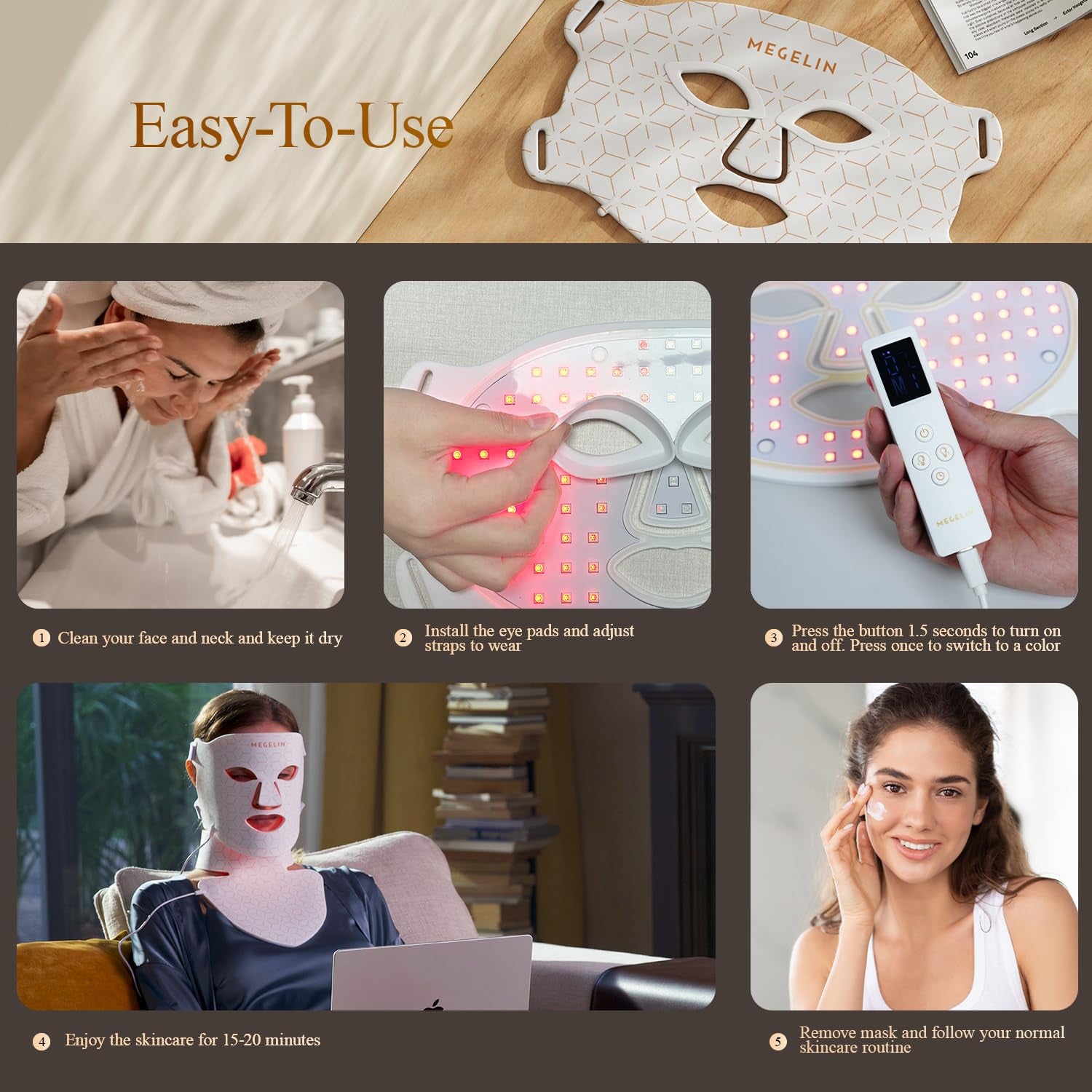 Led Red Light Therapy Face & Neck Mask, 7 Colors Led Light Therapy Facial Mask, Infrared Red Light Therapy Mask, Infrared Light Skin Rejuvenation(White) | 7 Colors Led Light Therapy Facial Mask, Infrared Red Light Therapy Mask, Infrared Light Skin Rejuven