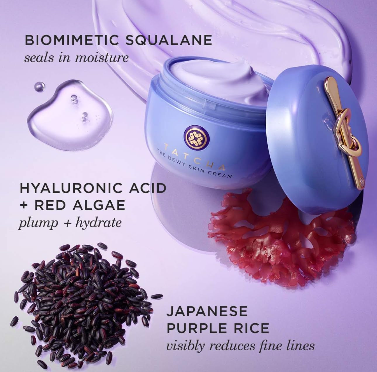TATCHA the Dewy Skin Cream, Rich Plumping Moisturizer with Hyaluronic Acid | Improves Skin Barrier, Reduces Fine Lines, Plumps, & Hydrates Dry Skin with Hyaluronic Acid, Hadasei-3, & Biomimetic Squalane