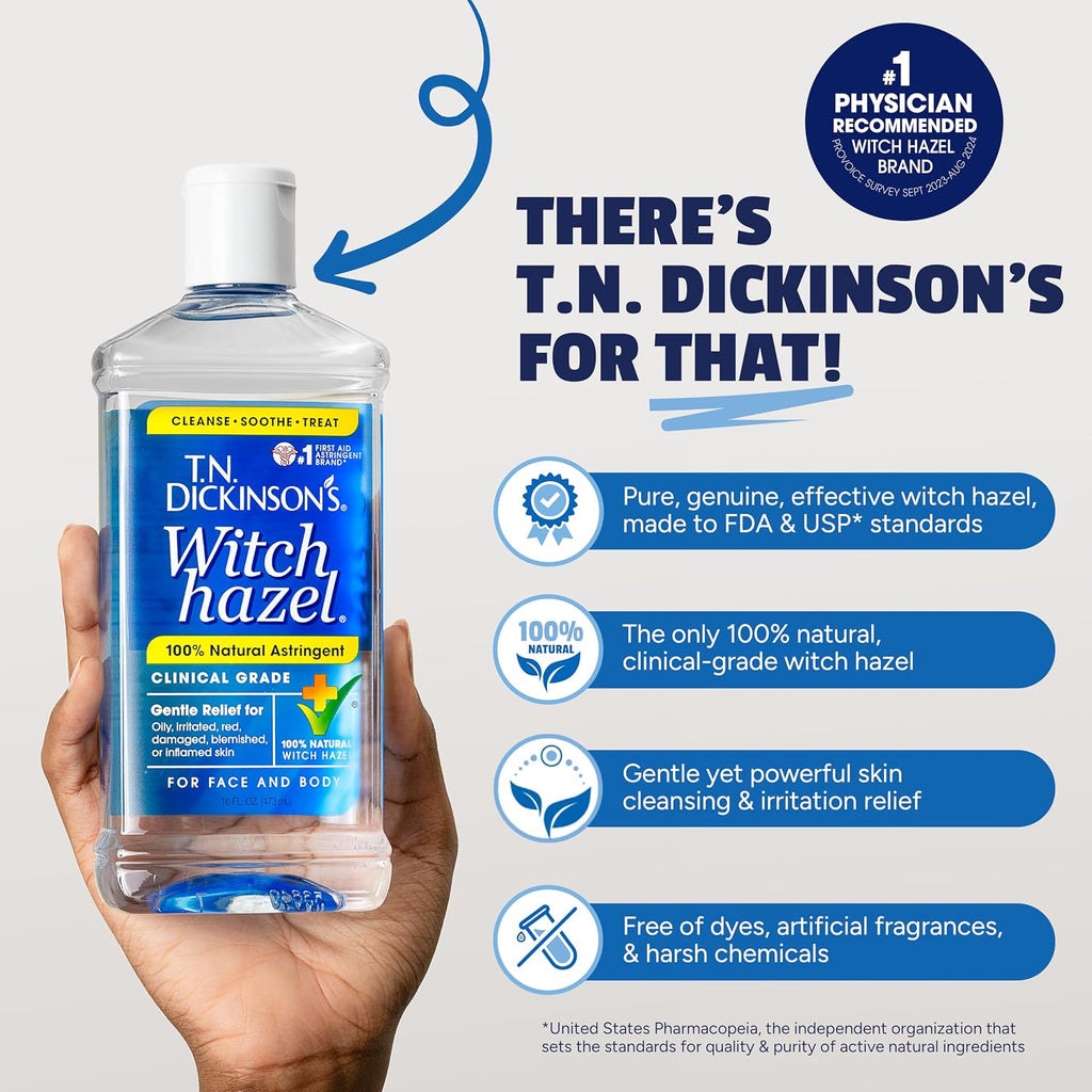 Witch Hazel 100% Natural Astringent | 8 Fl Oz | Pure Witch Hazel, Fragrance Free; Cleanses & Soothes Skin; Clinical Grade; for Face & Body