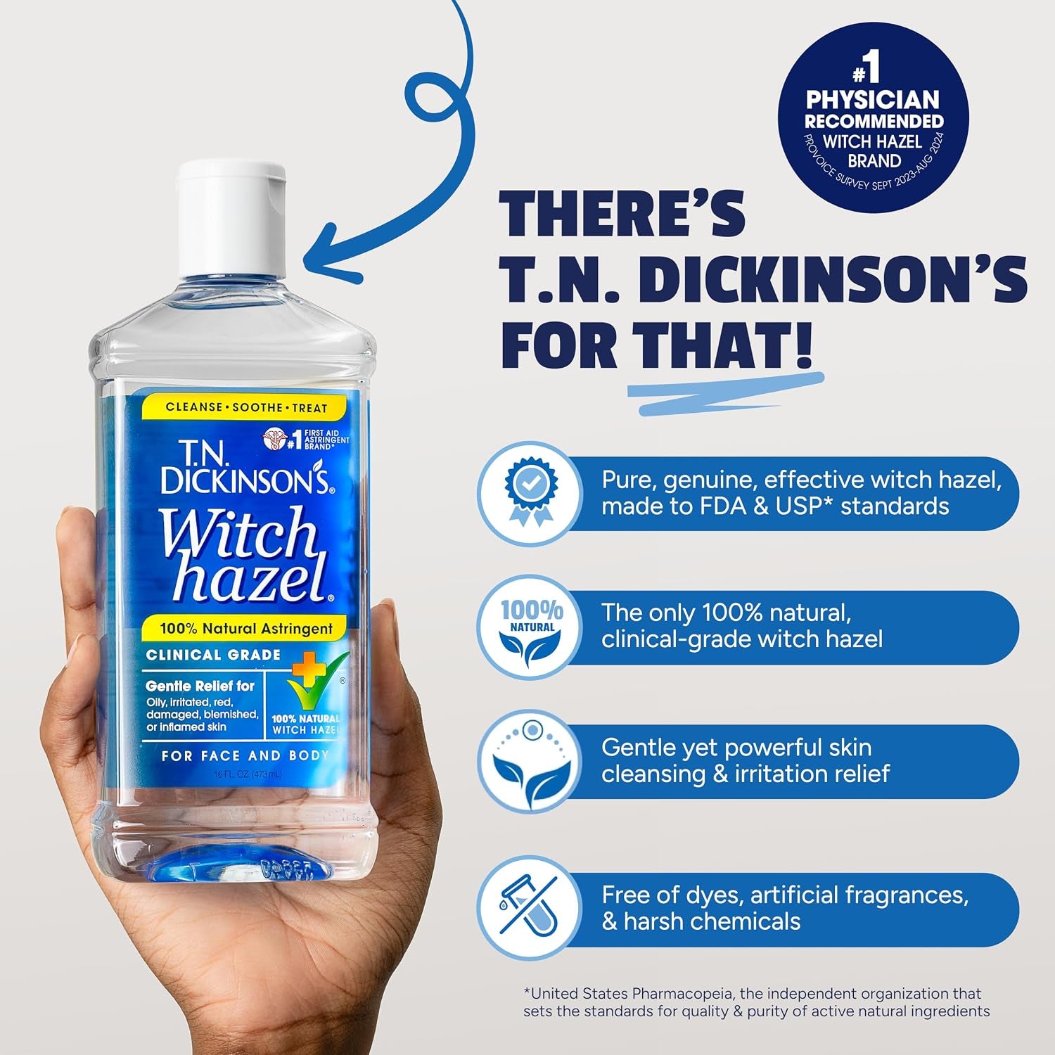 Witch Hazel 100% Natural Astringent | 8 Fl Oz | Pure Witch Hazel, Fragrance Free; Cleanses & Soothes Skin; Clinical Grade; for Face & Body