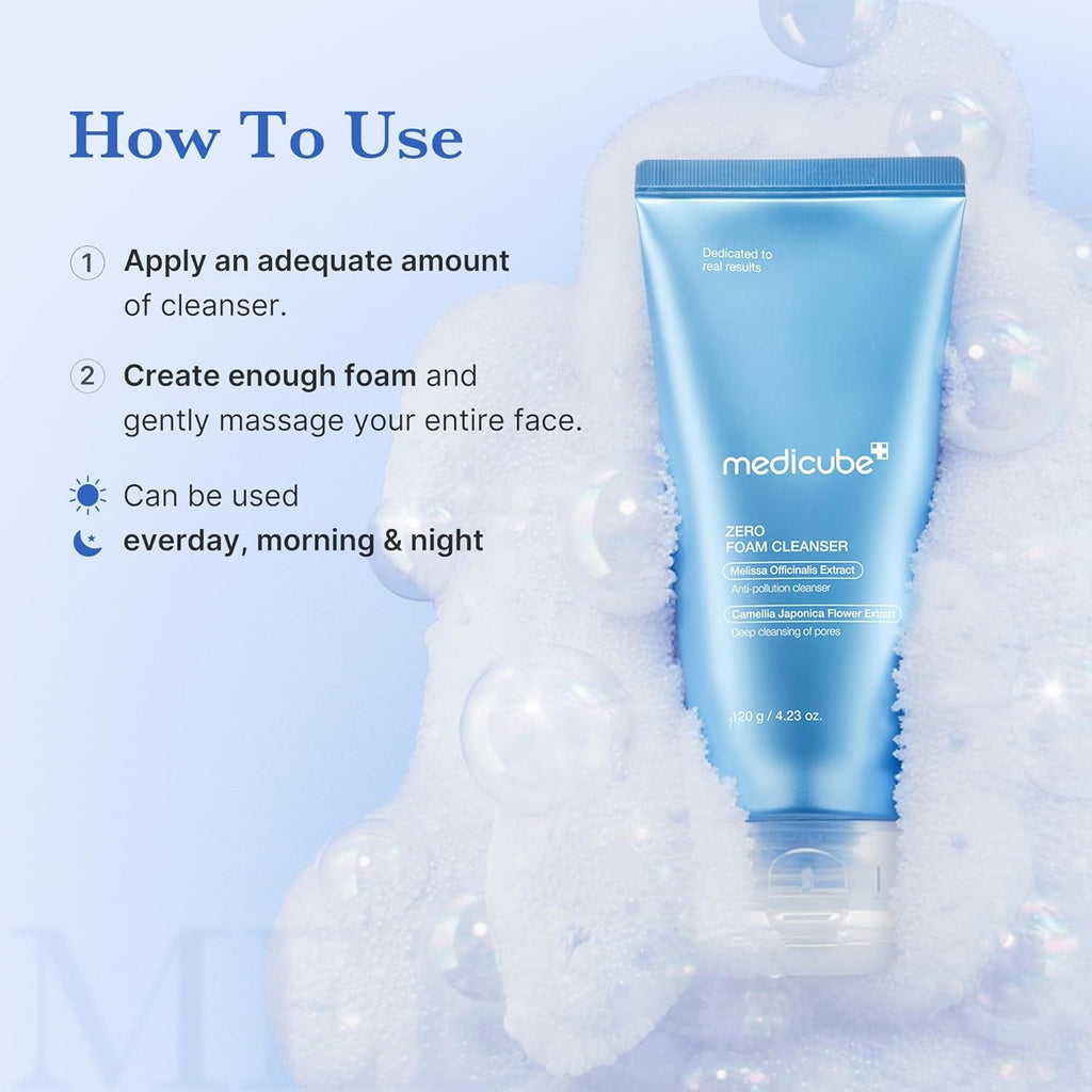 Facial Cleanser Zero Foam Cleanser for Pore & Excess Oil Care | Daily Gentle Cleansing Foam | Excess Sebum Control, Hydration, Pore Minimization | Korean Skincare, Sensitive Skin, 4.23 Oz