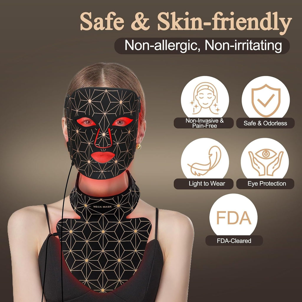 Red Light Therapy Mask for Face and Neck, 850Nm NIR anti Aging | 8 Color Modes, 3000Mah Rechargeable, 480 Medical-Grade Leds, 70Mw/Cm² Power, for Skin Rejuvenation, Timer, Gentle-Light Tech