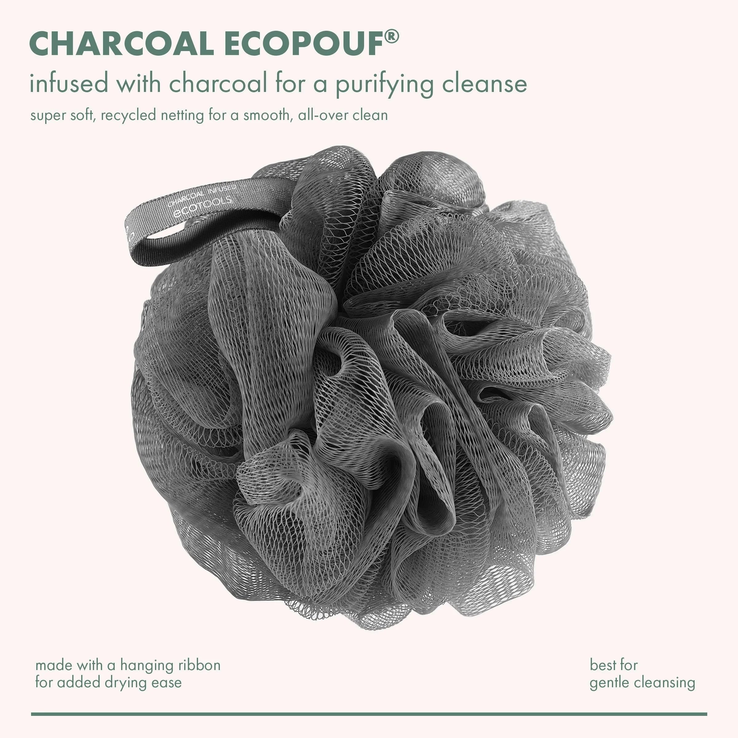 Charcoal Bath Sponge Loofah for Body Cleansing and Exfoliating, 1 Count