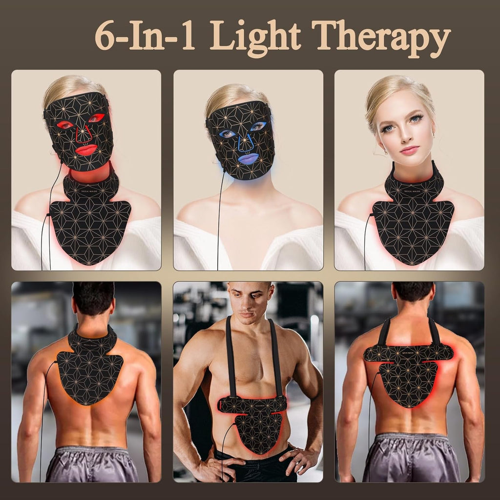 Red Light Therapy Mask for Face and Neck, 850Nm NIR anti Aging | 8 Color Modes, 3000Mah Rechargeable, 480 Medical-Grade Leds, 70Mw/Cm² Power, for Skin Rejuvenation, Timer, Gentle-Light Tech