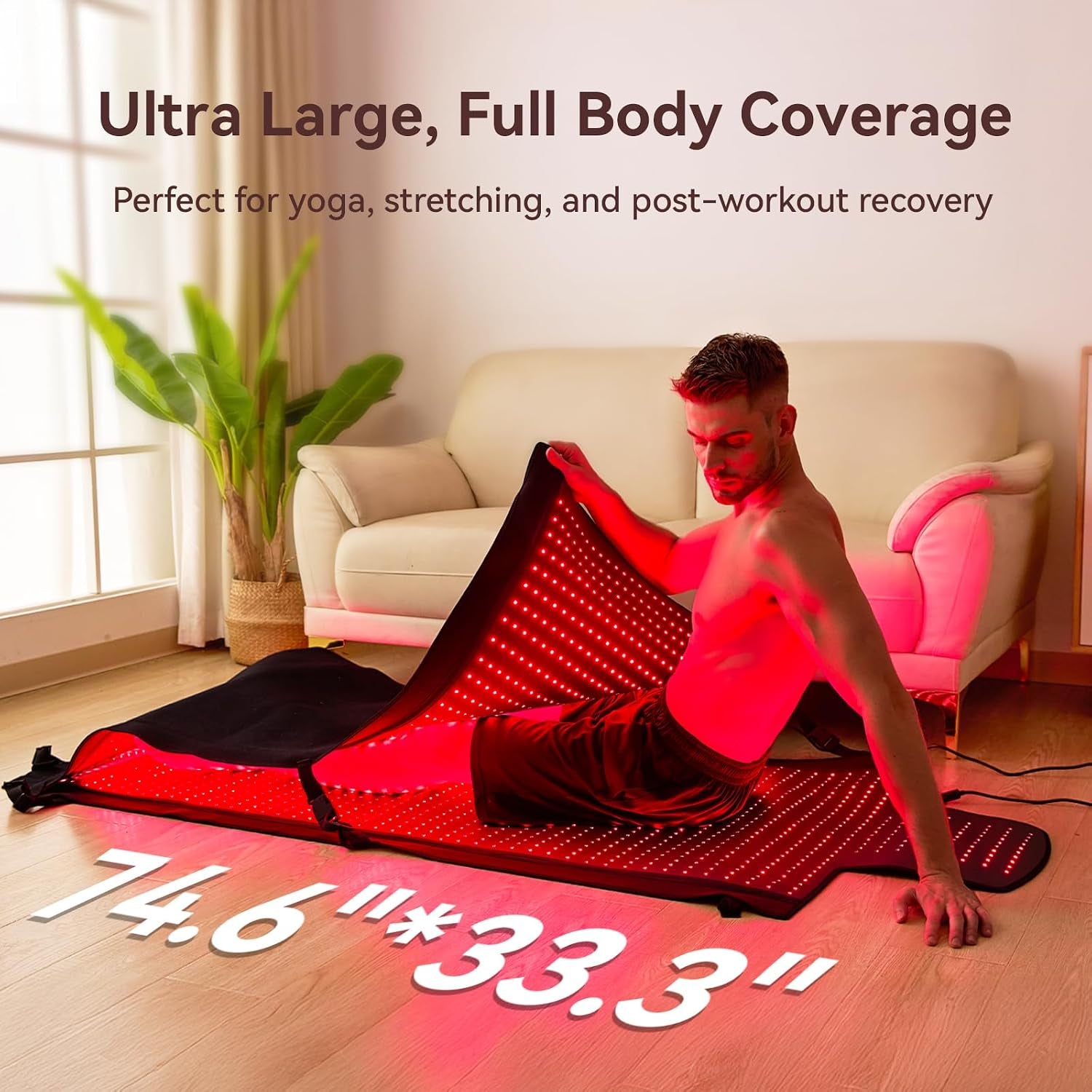 Extra Large Red Light Therapy Mat, 2570 High-Density Leds Full Body Red Light Therapy, 660Nm & 850Nm Dual Wavelengths, Foldable Red Light Therapy Blanket with Timer,74.6" X 33.3"