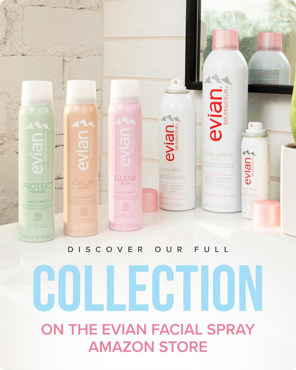 Evian Facial Spray 1.7 Oz - Hydrating Mineral Water Mist for Face & Skin - Refreshes Makeup and Tones Skin - Tsa-Approved Mini Facial Spray Set for Daily Skincare Hydration