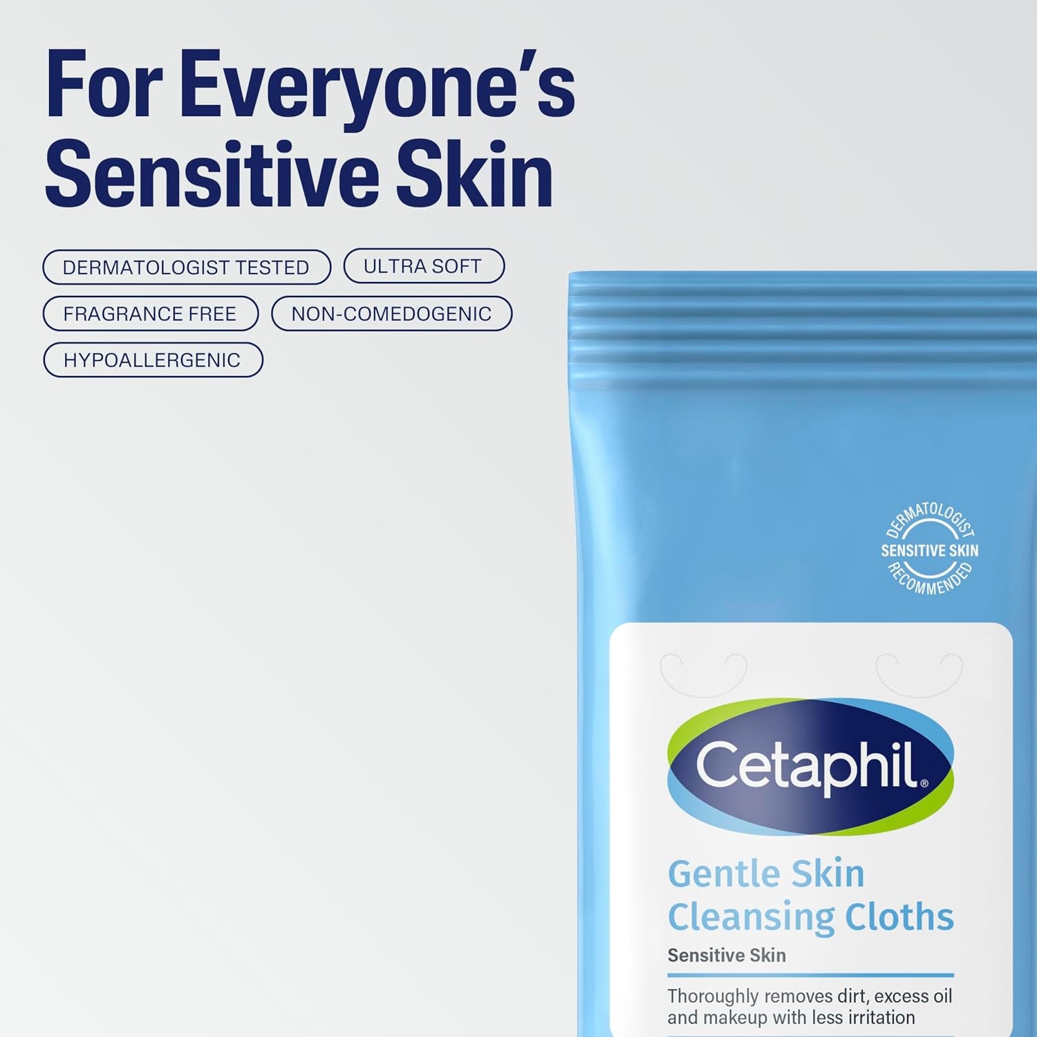 Cleansing Face & Body Wipes, Fragrance Free, 50Ct, 2-Pack | Twin Pack, Hypoallergenic, Fragrance Free, Dry & Sensitive Skin, Flip-Top Closure, for Gym, Travel & Car Use