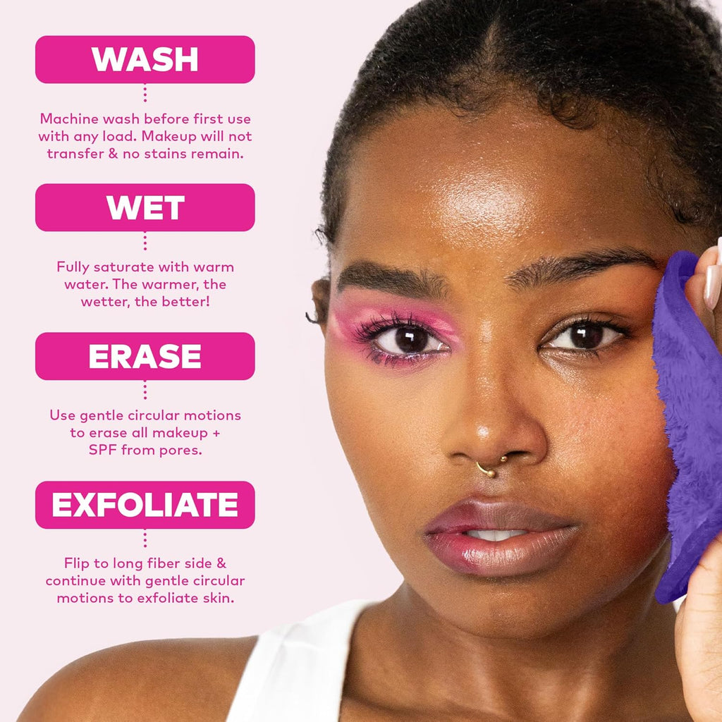 The Original  PRO, Effortlessly Remove All Makeup Using Only Water, Including Waterproof Mascara, Eyeliner, Foundation, Lipstick, Sunscreen,And More! Queen Purple, 1 Ct.