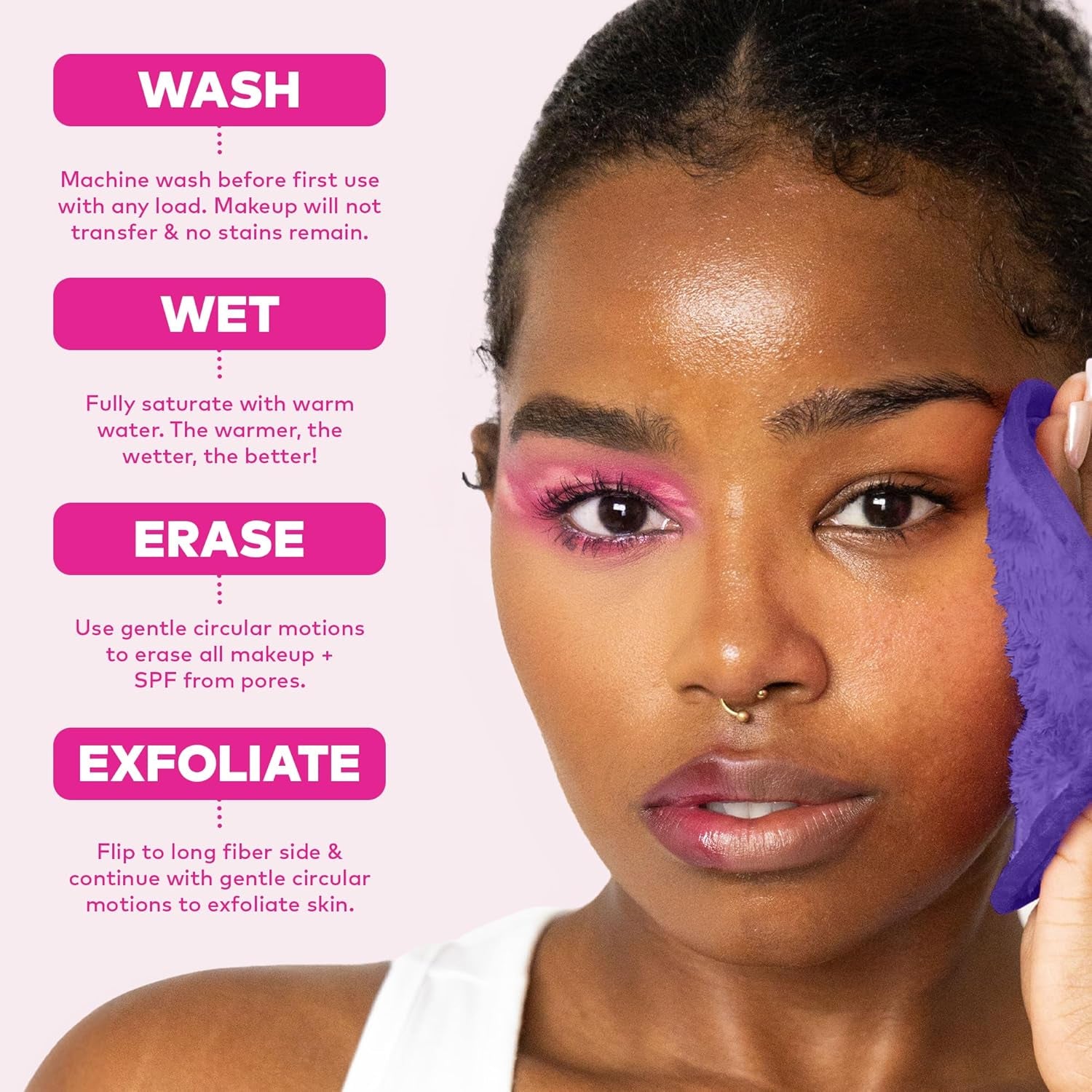 The Original  PRO, Effortlessly Remove All Makeup Using Only Water, Including Waterproof Mascara, Eyeliner, Foundation, Lipstick, Sunscreen,And More! Queen Purple, 1 Ct.