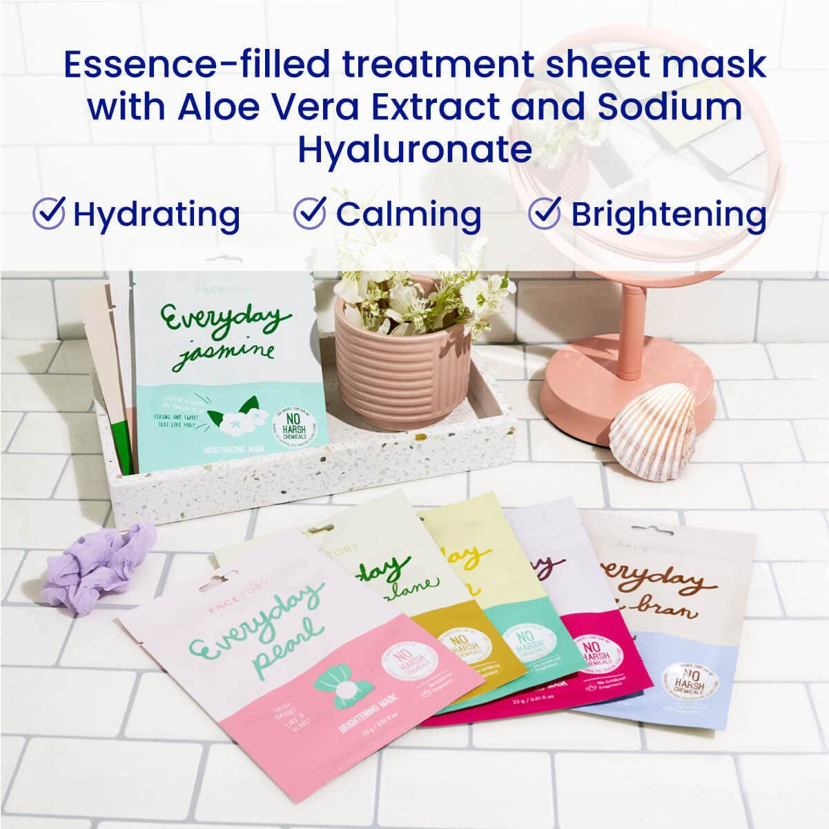 Everyday 8 Korean Face Mask Variety Pack, 16 Count | Sheet Mask Set for All Skin Types, Moisturizing, Brightening, Soothing & Glowing, Gift for Women & Teens, K Beauty Skin Care