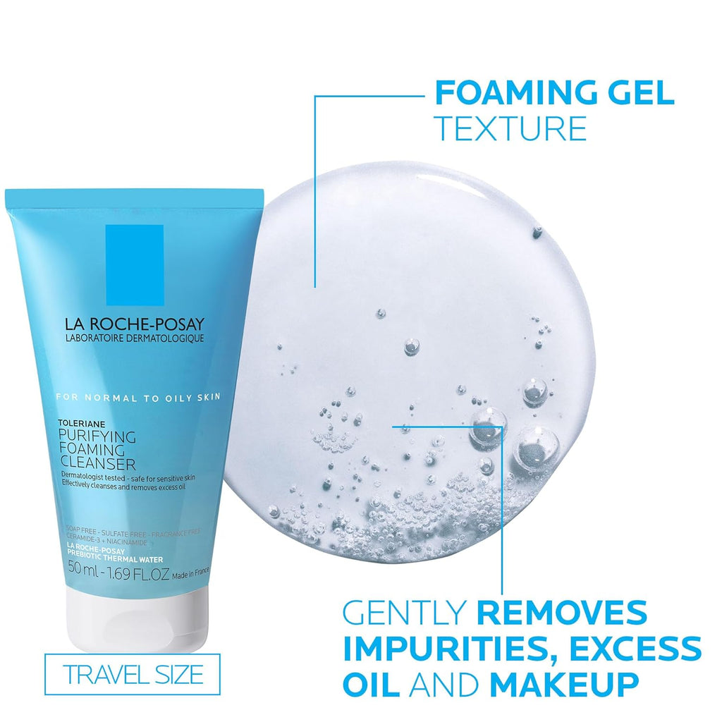 Toleriane Skin Care Set, Face Moisturizer & Face Wash | Double Repair Face Moisturizer and Purifying Foaming Facial Cleanser with Niacinamide. Oil Free Face Cleanser for Oily Skin.