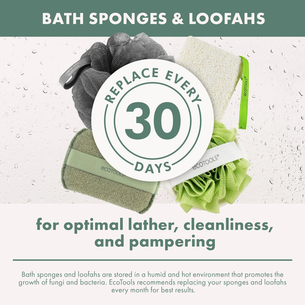 Charcoal Bath Sponge Loofah for Body Cleansing and Exfoliating, 1 Count
