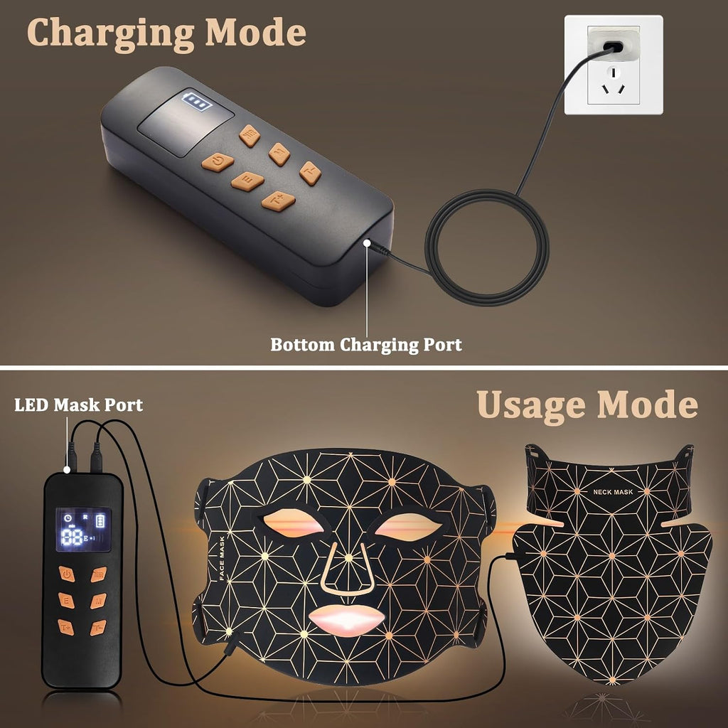 Red Light Therapy Mask for Face and Neck, 850Nm NIR anti Aging | 8 Color Modes, 3000Mah Rechargeable, 480 Medical-Grade Leds, 70Mw/Cm² Power, for Skin Rejuvenation, Timer, Gentle-Light Tech