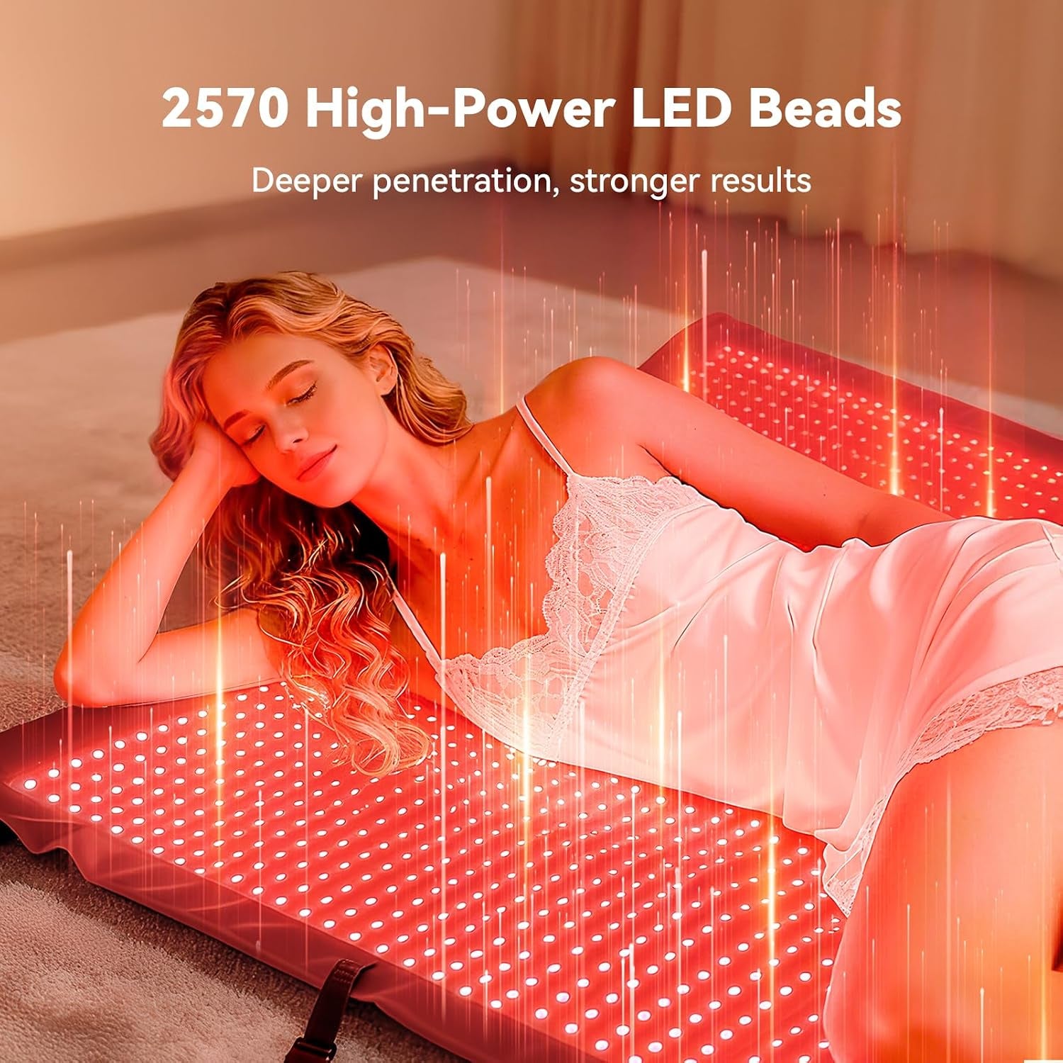 Extra Large Red Light Therapy Mat, 2570 High-Density Leds Full Body Red Light Therapy, 660Nm & 850Nm Dual Wavelengths, Foldable Red Light Therapy Blanket with Timer,74.6" X 33.3"