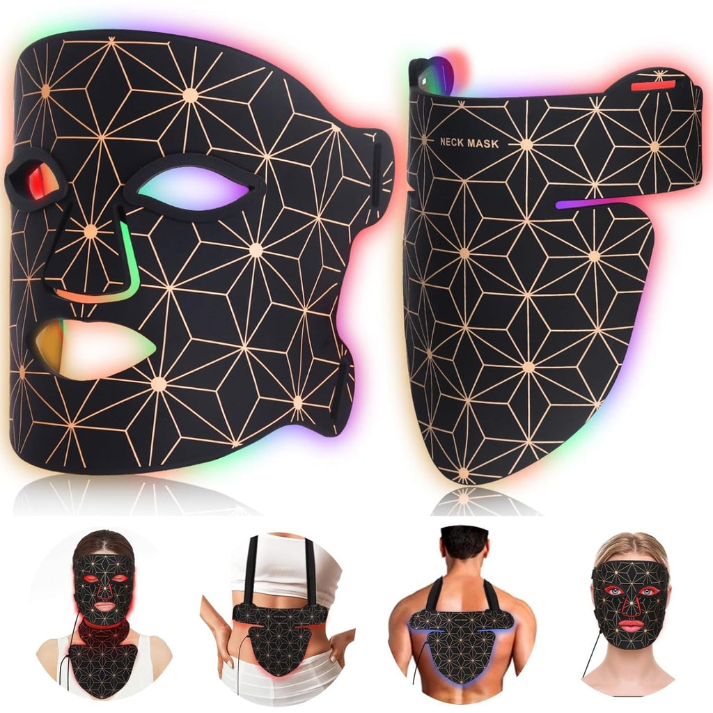 Red Light Therapy Mask for Face and Neck, 850Nm NIR anti Aging | 8 Color Modes, 3000Mah Rechargeable, 480 Medical-Grade Leds, 70Mw/Cm² Power, for Skin Rejuvenation, Timer, Gentle-Light Tech