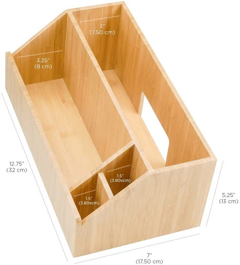 Bamboo Bathroom Tray Caddy Organizer for Beauty Products, Hair Care, Makeup, and More
