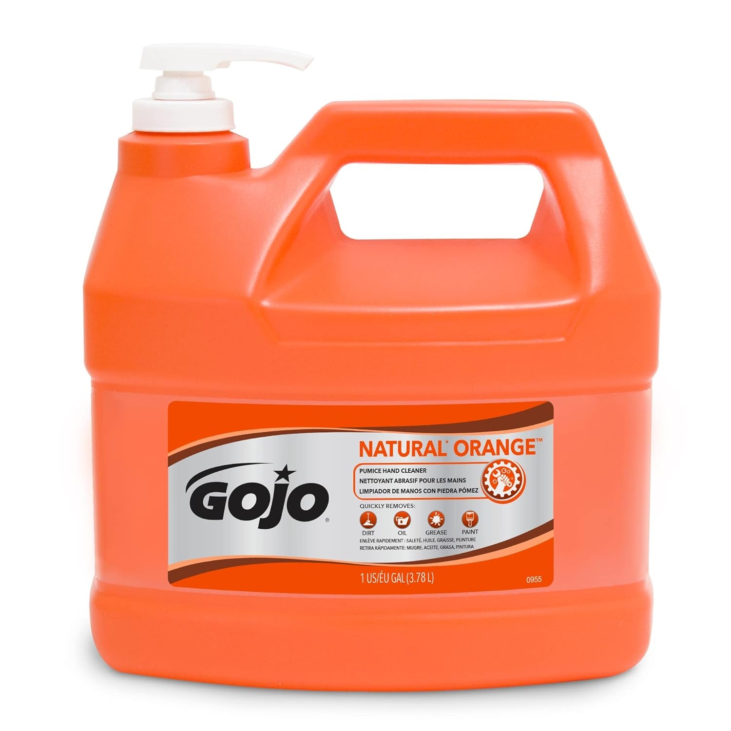 Natural Orange Pumice Hand Cleaner, 1 Gallon, Quick Acting Lotion, Pump Bottle, Pack of 1
