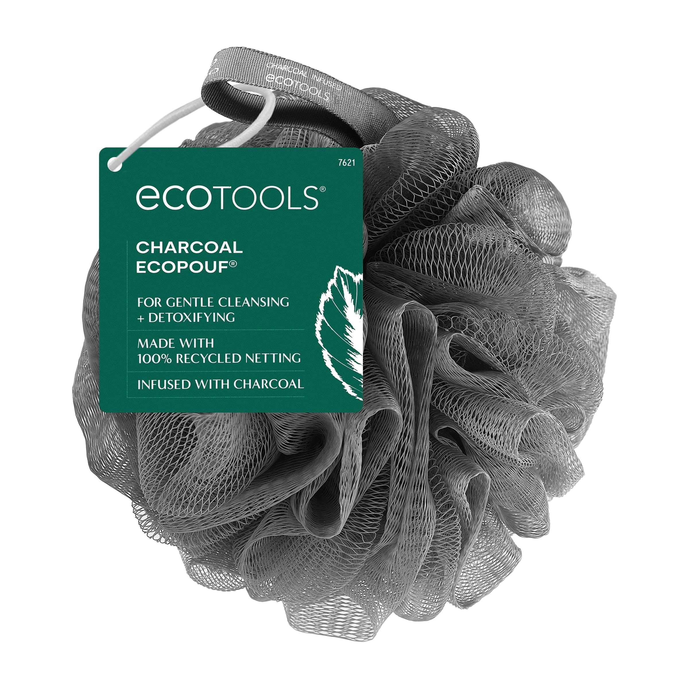 Charcoal Bath Sponge Loofah for Body Cleansing and Exfoliating, 1 Count