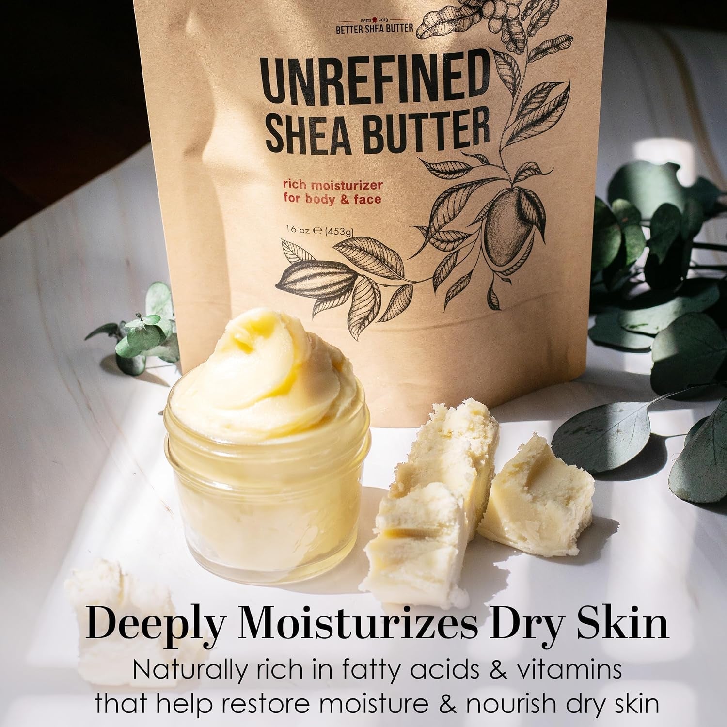 Raw Shea Butter – 100% Pure Unrefined African Shea Butter | Deep Moisturizer for Dry Skin, Hair and Scalp | DIY Body Butter, Lip Balm and Soap Base | Natural Earthy Aroma (1 Lb Block)