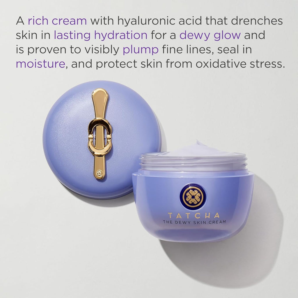 TATCHA the Dewy Skin Cream, Rich Plumping Moisturizer with Hyaluronic Acid | Improves Skin Barrier, Reduces Fine Lines, Plumps, & Hydrates Dry Skin with Hyaluronic Acid, Hadasei-3, & Biomimetic Squalane