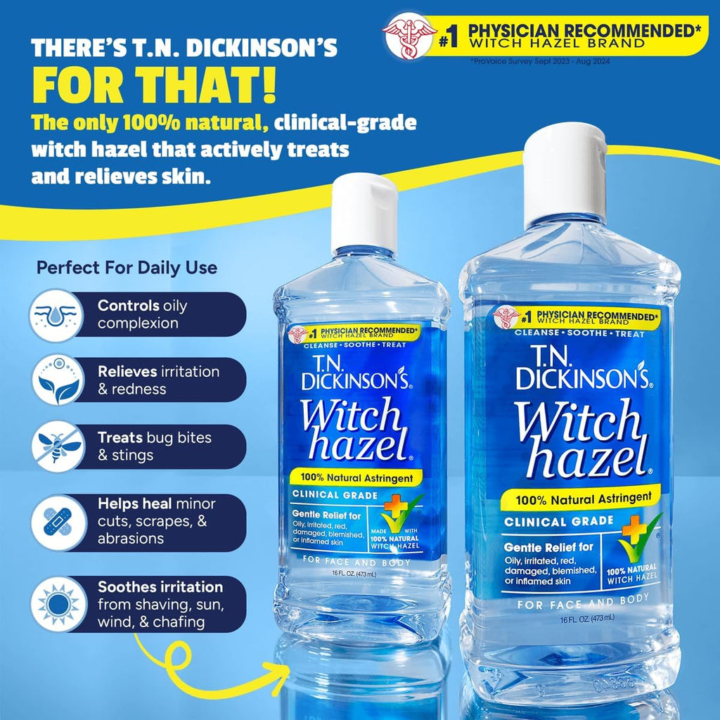 Witch Hazel 100% Natural Astringent | 8 Fl Oz | Pure Witch Hazel, Fragrance Free; Cleanses & Soothes Skin; Clinical Grade; for Face & Body