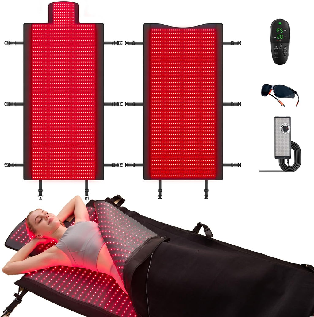Extra Large Red Light Therapy Mat, 2570 High-Density Leds Full Body Red Light Therapy, 660Nm & 850Nm Dual Wavelengths, Foldable Red Light Therapy Blanket with Timer,74.6" X 33.3"