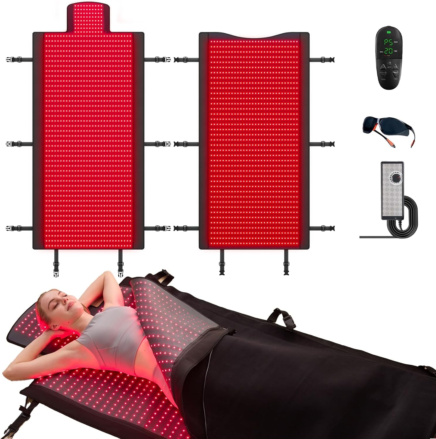 Extra Large Red Light Therapy Mat, 2570 High-Density Leds Full Body Red Light Therapy, 660Nm & 850Nm Dual Wavelengths, Foldable Red Light Therapy Blanket with Timer,74.6" X 33.3"