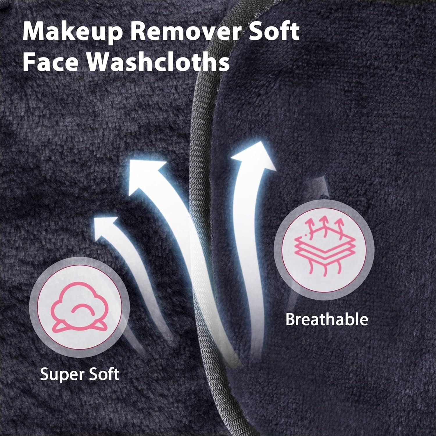 Makeup Remover Cloths Face Pads Reusable Microfiber Facial Cleansing Cloths | Makeup Remover Cloths for Face, Eye, Lips Washcloths