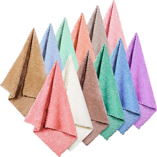12 Pack Face Towels Reusable Makeup Remover Cloths,Assorted Color | Soft Microfiber Washcloths, 12 X 12 in Facial Cleansing Highly Absorbent Quick Drying Coral Velvet Wash Cloth for Bath Spa