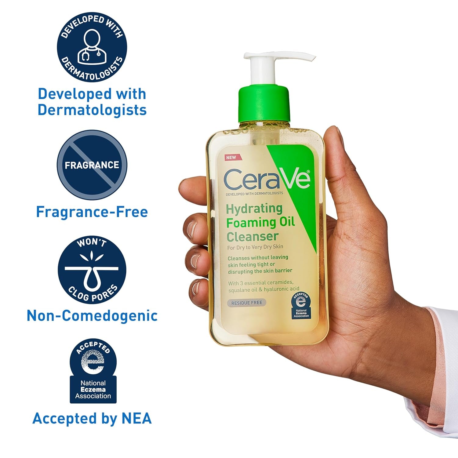 Hydrating Foaming Oil Facial Cleanser with Hyaluronic Acid, 19Oz