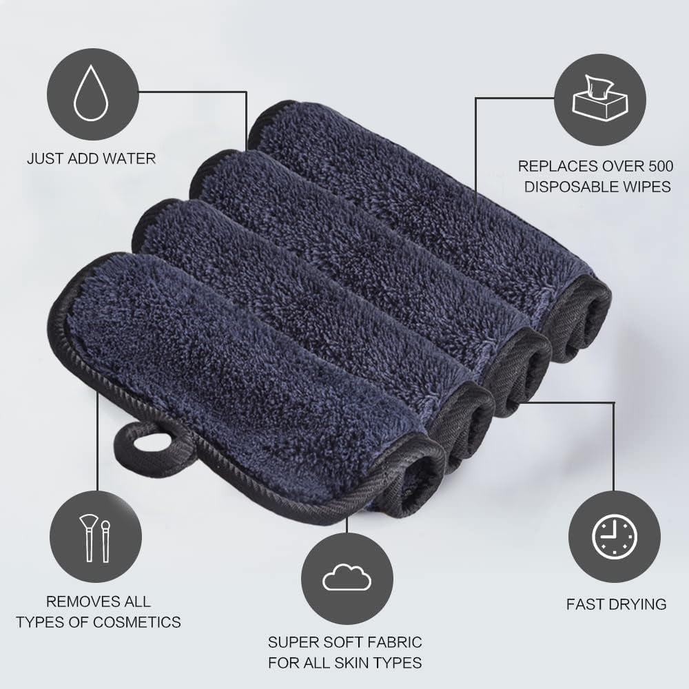 Makeup Remover Cloths Face Pads Reusable Microfiber Facial Cleansing Cloths | Makeup Remover Cloths for Face, Eye, Lips Washcloths