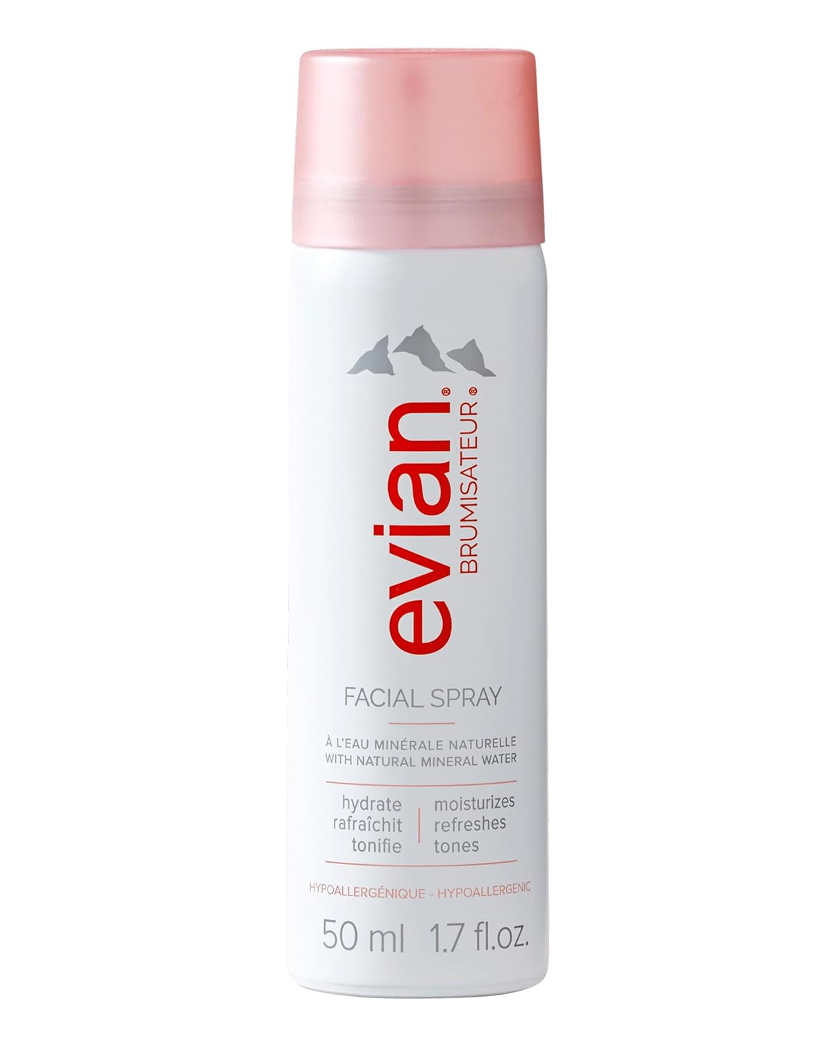 Evian Facial Spray 1.7 Oz - Hydrating Mineral Water Mist for Face & Skin - Refreshes Makeup and Tones Skin - Tsa-Approved Mini Facial Spray Set for Daily Skincare Hydration