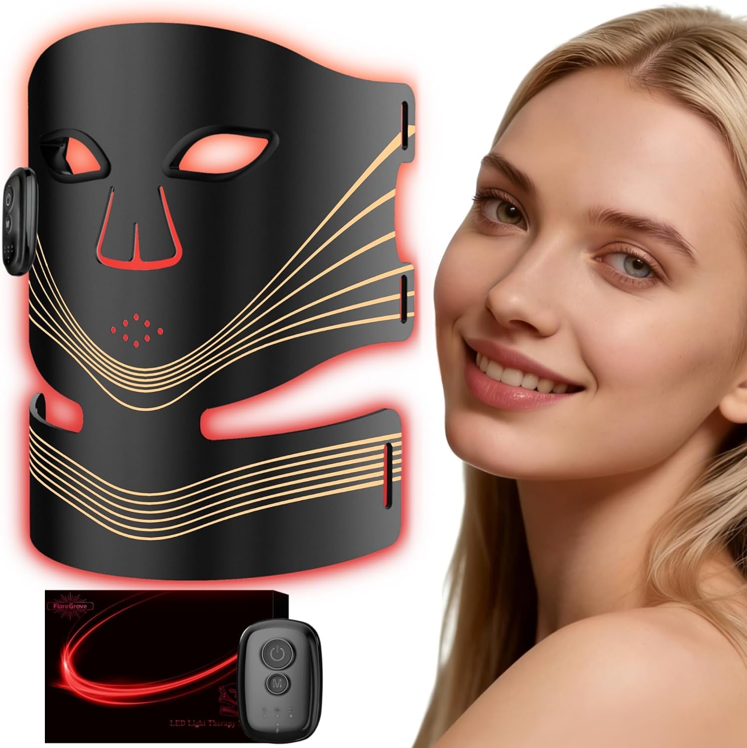 Red Light Therapy for Face – Red Light Mask Alternative, Portable LED Face Mask Light Therapy with Red & Infrared Light for Wrinkles, Acne, Skin Rejuvenation – Home Use Light Therapy Mask