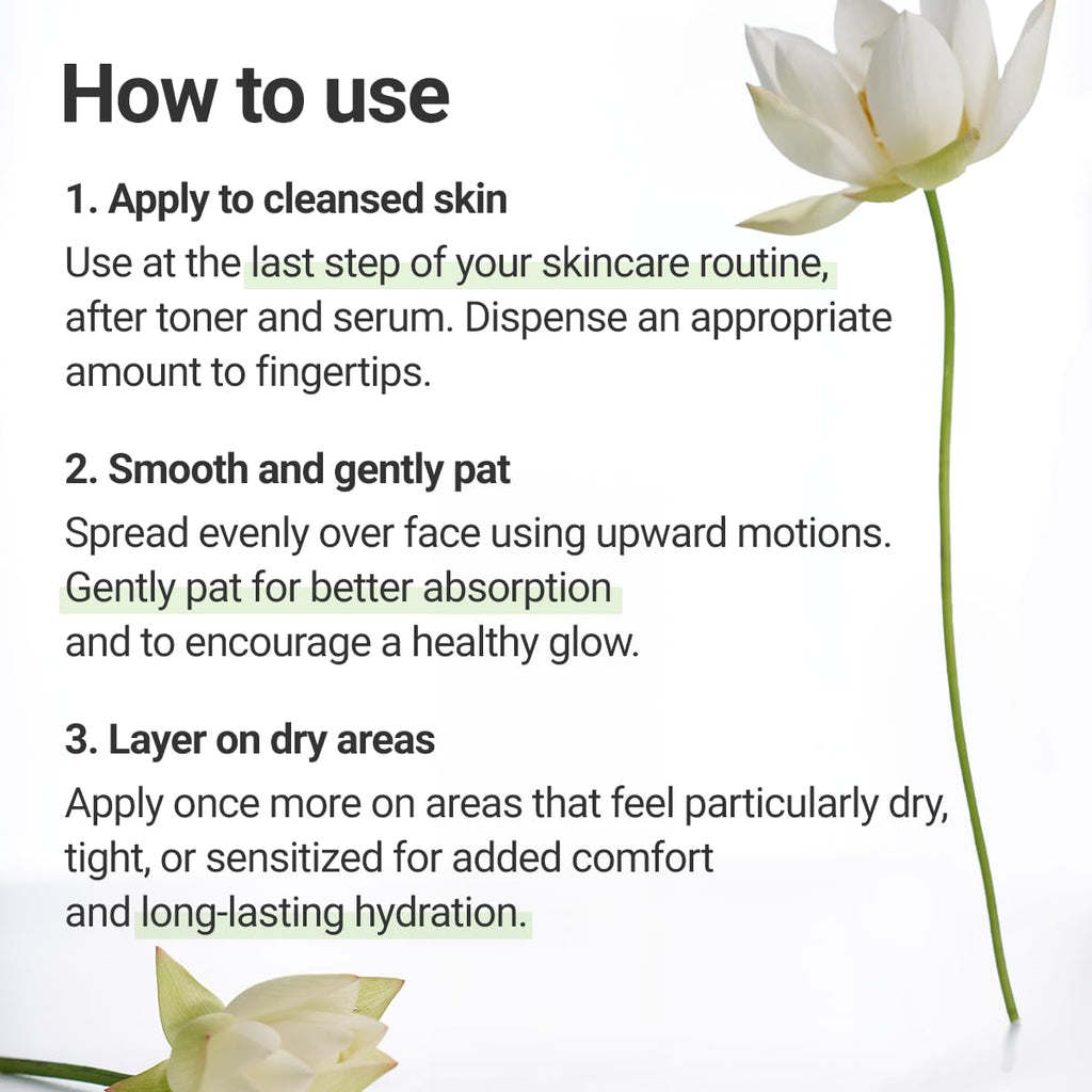 Calming Lotus Cream – Lightweight Hydrating & Soothing Moisturizer Face Cream for Sensitive Skin | 75% Lotus Water Extract & Niacinamide for Anti-Aging | Vegan Korean Skincare (2.03 Fl Oz)