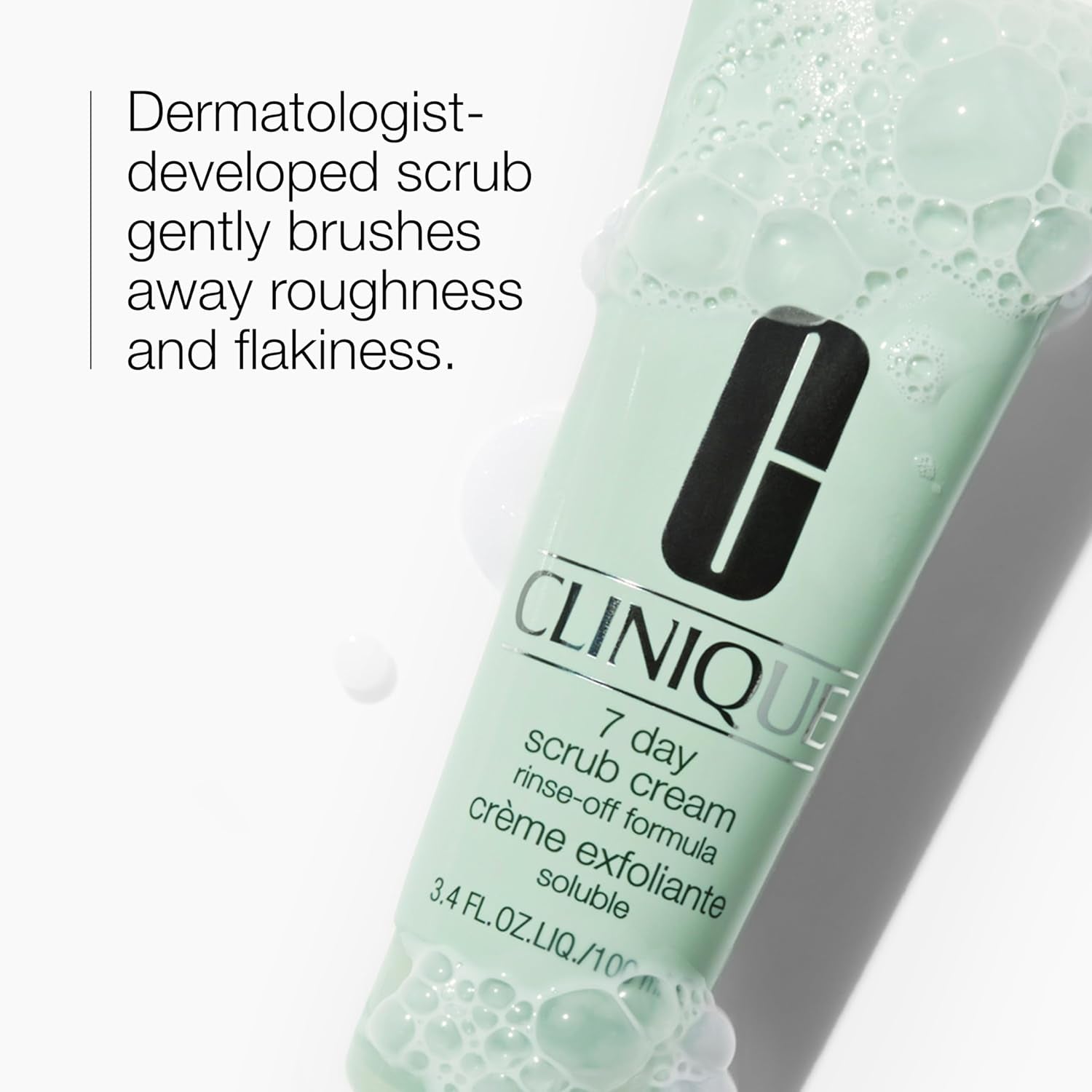 Clinique 7 Day Daily Gentle Face Exfoliator Lightweight Scrub Cream for All Skin Types | Mild Face Scrub with Silica | Exfoliating + Refining