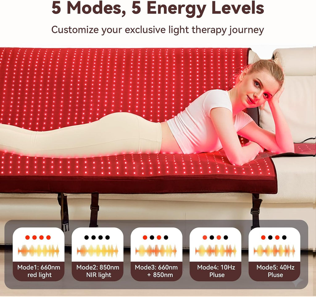 Extra Large Red Light Therapy Mat, 2570 High-Density Leds Full Body Red Light Therapy, 660Nm & 850Nm Dual Wavelengths, Foldable Red Light Therapy Blanket with Timer,74.6" X 33.3"