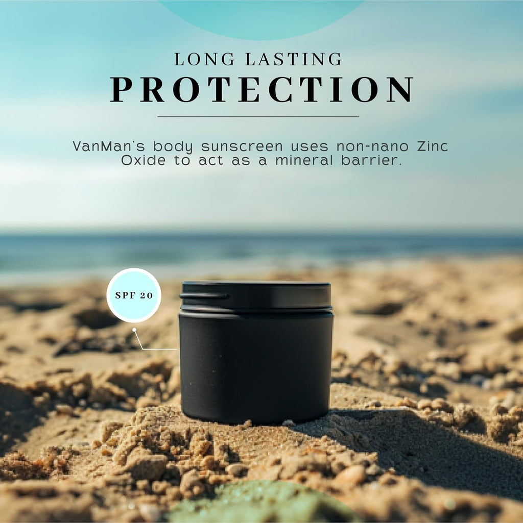Vanman'S - Zinc and Tallow Sunscreen (3 Pack) - Water Resistant 20 SPF Beef Tallow Sunscreen with Olive Oil, Beeswax - Mineral with Non-Nano Minerals - 2.8 Ounce