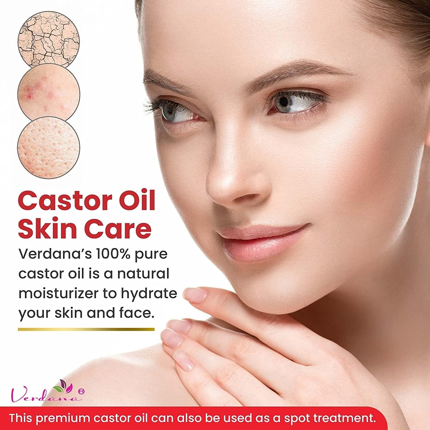 Organic Castor Oil, Cold Pressed & Hexane Free – for Hair & Scalp Care, Eyelashes, Eyebrows & Skin Moisturizing – USDA Certified, Pure & Natural – 16 Fl Oz