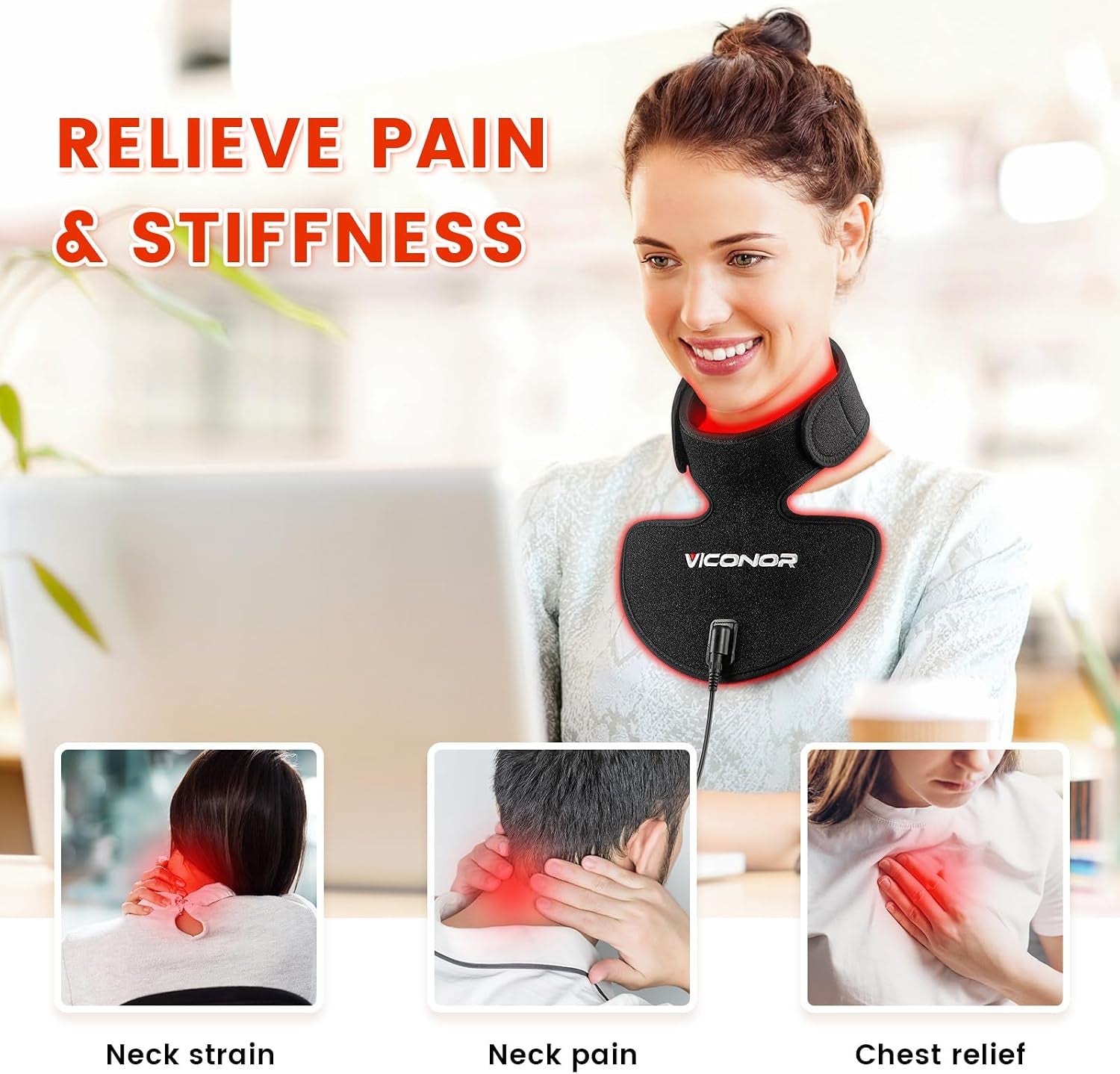 Red Light Therapy for Neck and Chest, Red Light Therapy for Face and Neck Device Portable 660Nm Red Light & 850Nm near Infrared Light Therapy for Body for Skin Tightening