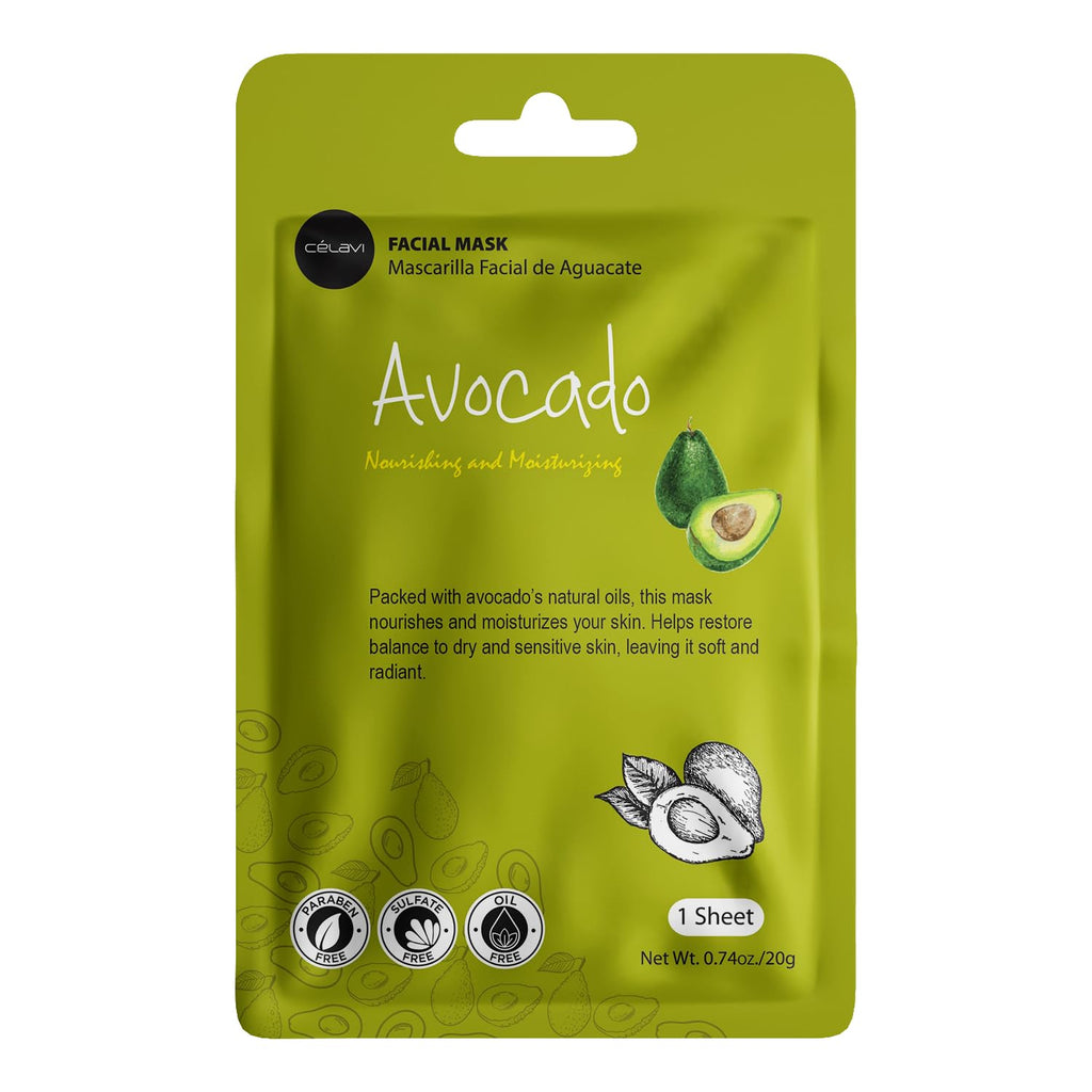 Celavi Essence Facial Face Mask Paper Sheet Korea Skin Care Moisturizing 12 Pack (Mix - 2 of Each) | Twelve Korean Essence Masks for Men, Two Each of Six Formulas. Charcoal, Tea Tree, Cucumber, Honey, Avocado, Pomegranate.