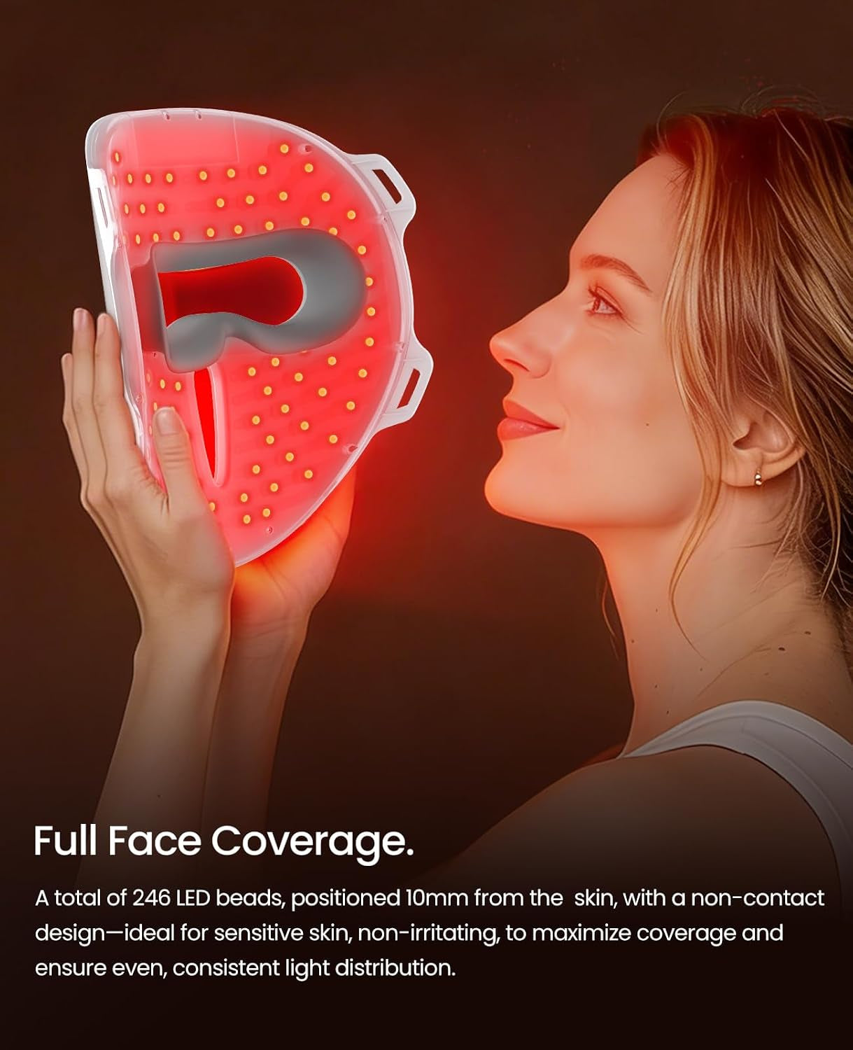 Red Light Mask for Face, 7+1 Colors Red Light Face Mask, Cordless Red-Light Facial Mask Non-Skin Contact, Rechargeable Skincare at Home & Travel