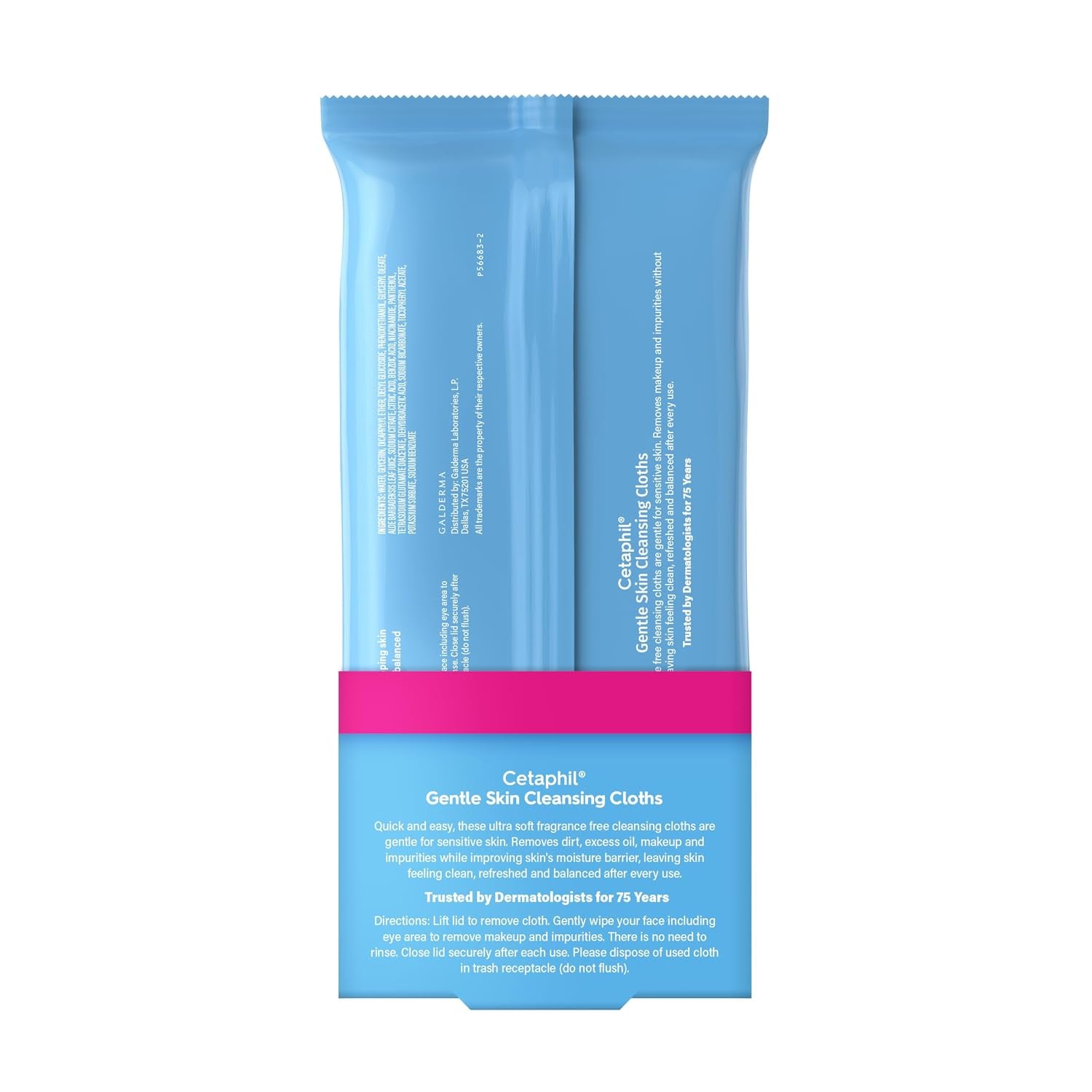 Cleansing Face & Body Wipes, Fragrance Free, 50Ct, 2-Pack | Twin Pack, Hypoallergenic, Fragrance Free, Dry & Sensitive Skin, Flip-Top Closure, for Gym, Travel & Car Use