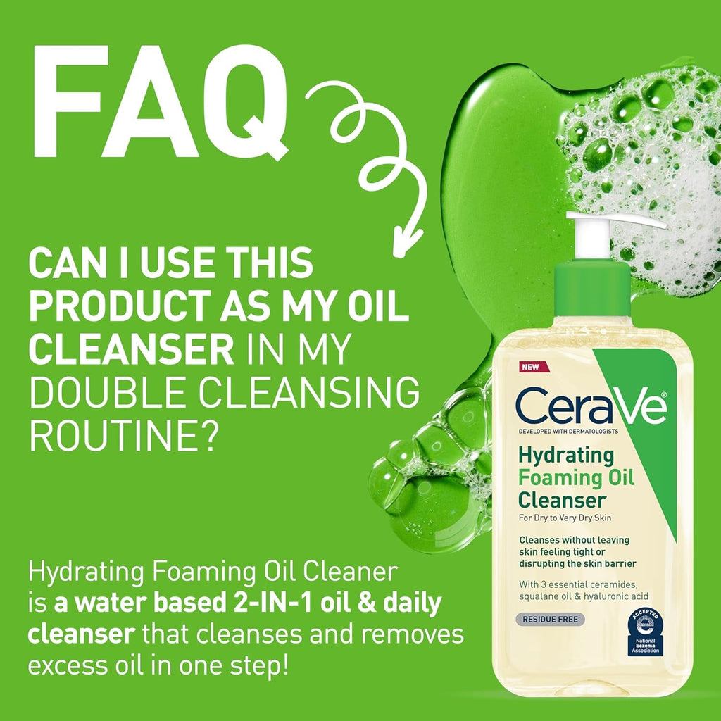 Hydrating Foaming Oil Facial Cleanser with Hyaluronic Acid, 19Oz