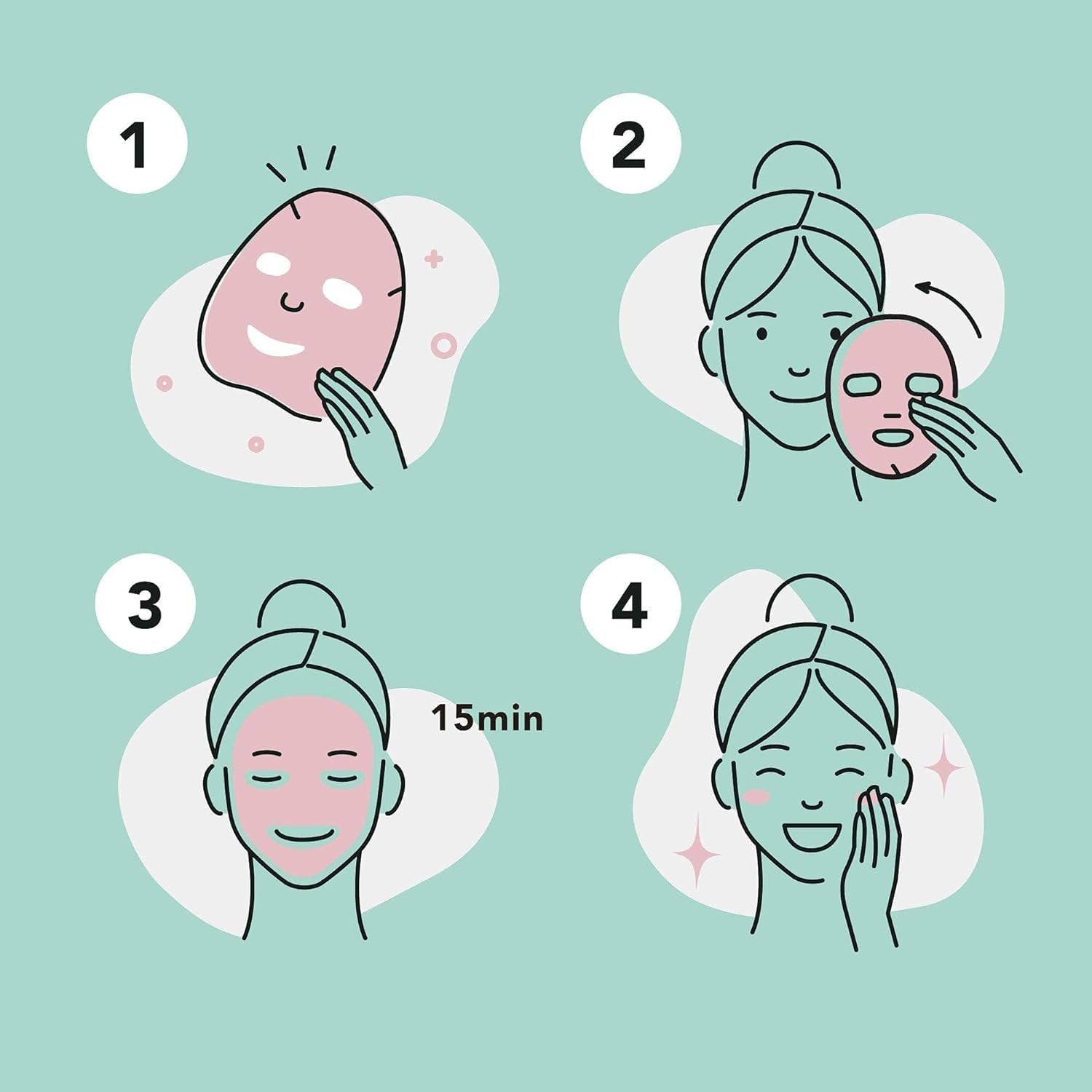 Celavi Essence Facial Face Mask Paper Sheet Korea Skin Care Moisturizing 12 Pack (Mix - 2 of Each) | Twelve Korean Essence Masks for Men, Two Each of Six Formulas. Charcoal, Tea Tree, Cucumber, Honey, Avocado, Pomegranate.